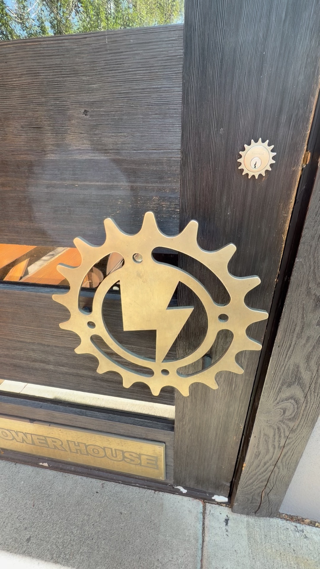 Power House chainring and lightning-bolt emblem on the front door